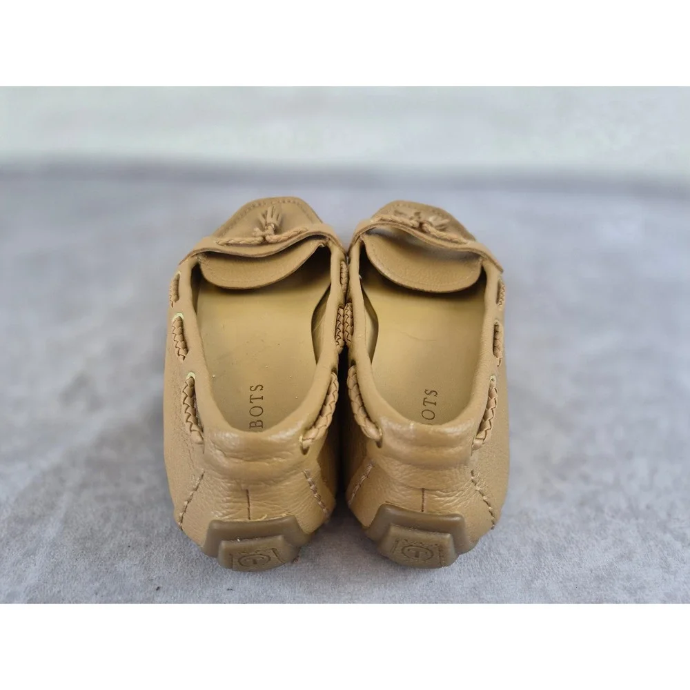 Talbots Womens Tan Pebbled Leather Tassel Driving Loafers Moc Toe Flats Size 9M